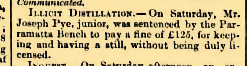 1845 newspaper clipping about illicit distillation